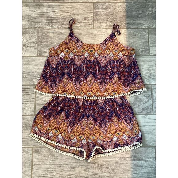 Liberty Love Small Aztec Romper Sleeveless Cami Summer Festival - Picture 3 of 8